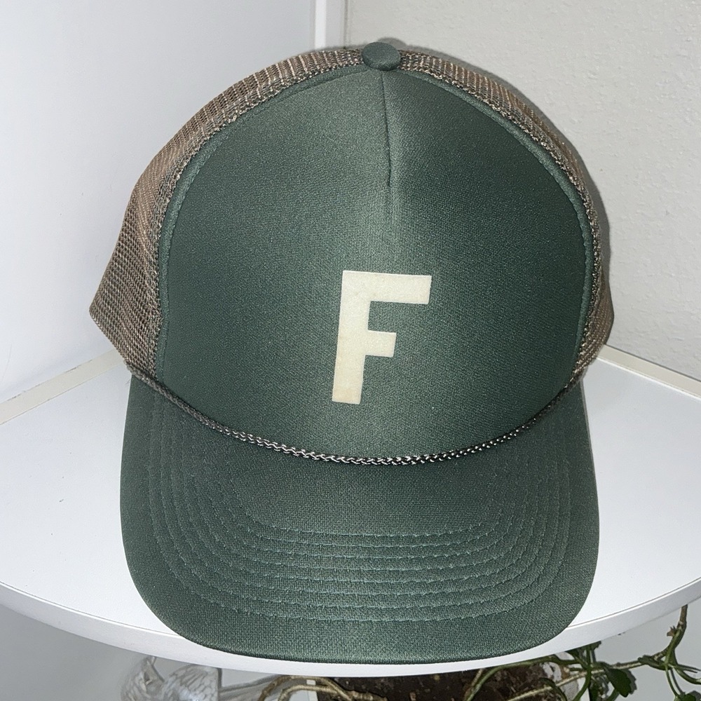 vintage headfirst mesh foam Letter F trucker snapback hat‎ cap adult OSFA GREEN